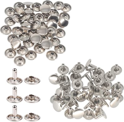 Dubbele Klinknagels Zilver 100 Sets – Rond Metaal voor Lederwerk, Kleding & Accessoires
