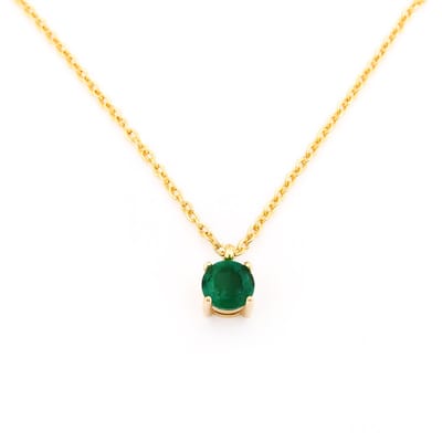 Goudkleurige stalen dames ketting - groen -smaragd kleur - ronde kristal hanger - 8mm