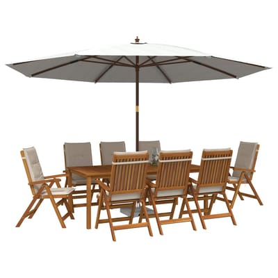 vidaXL - 9-delige - tuindinset - Naturel - Massief - Acacia - Hout