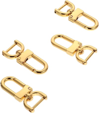 4 stuks metalen kreeftsluiting met draaimechanisme, lanyard haak, D-ringen en hondenhalsband sluitingen voor portemonnee, naaien en sleutelhangers in goudkleur