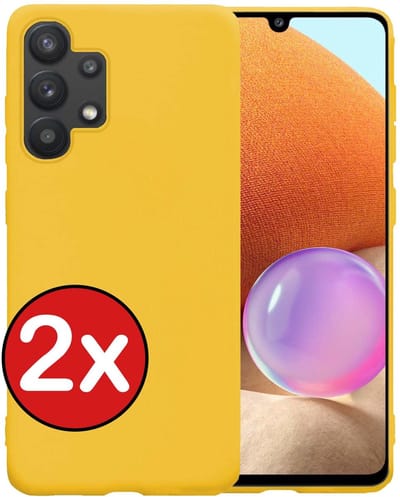 Hoesje - 2 Stuks - Geschikt voor Samsung Galaxy A32 4G - Sterk & Shockproof - Telefoonhoes - Back Cover - Case Siliconen - Telefoon Hoes - Geel