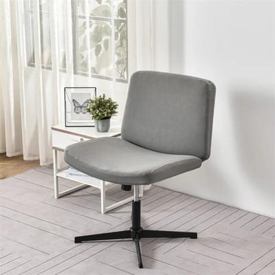 Stoelhoes zonder armleuningen met gekruiste poten voor bureaubladstoel, effen kleur, middelhoge rugleuning, accent, brede zitting, computerstoelhoezen 1Pc Chair Cover gray