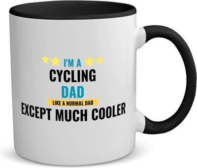 Akyol - i'm a cycling dad like a normal dad except much cooler koffiemok - theemok zwart - Papa - vader die houdt van fietsen - vader cadeautjes - vaderdag - verjaardagscadeau - verjaardag - cadeau - geschenk - kado - vader artikelen - 350 ML inhoud