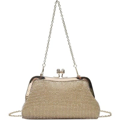 Gouden Avond Clutch Tas Dames Tassen Bruiloft Glanzende Handtassen Bruids Metalen Strik Clutches Tas Ketting Schoudertas gray