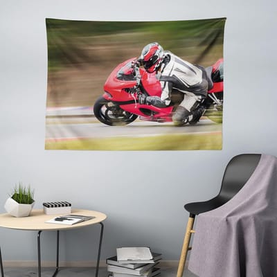 ABAKUHAUS Tienerkamertapijt, Motorfiets Racesnelheid, Woonkamer Slaapkamer Wanddoek Zijdezacht Satijn Wandtapijt, 200 x 150 cm, Meerkleurig