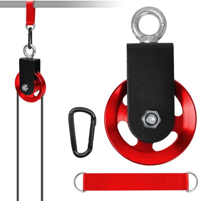 Aluminium Katrol - Kabelrol Fitness - DIY Gym Projecten - Geruisloze Lager - 90 mm Diameter - Rood