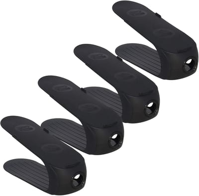 Gerimport Schoenenopbergers - 4x - voor schoenen - zwart - kunststof - ruimtebesparend - schoenenrek - 11 x 26 x 10 cm