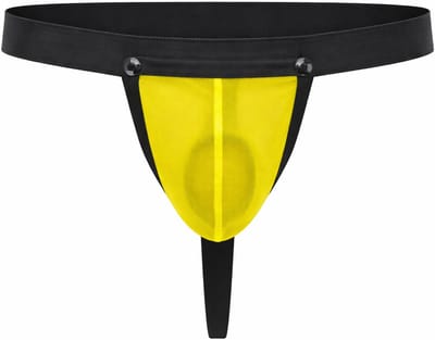 MODUS VIVENDI C-Ring Pleasure Thong Yellow - MAAT S - Erotisch Heren Ondergoed - String voor Man - Sexy mannen String