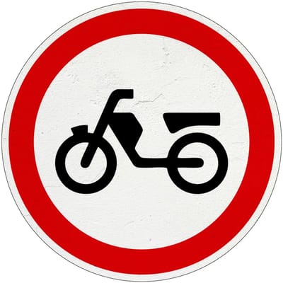 Gesloten voor bromfietsen bord - C13 | Sign Again materiaal | 10 cm