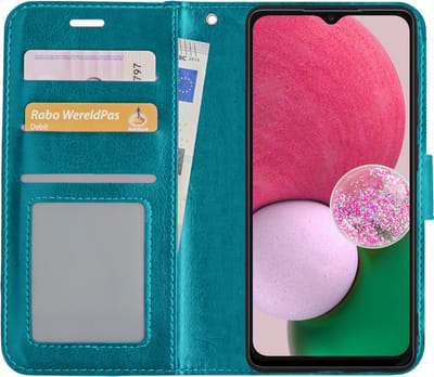 Hoesje Met Pasjeshouder - Geschikt voor Samsung Galaxy A13 5G - Luxe Bookcase Portemonee - Flip Case - Kunstleer Book Case - Flipcase - Book Cover - Walletcase - Portemonneehoes - Turquoise