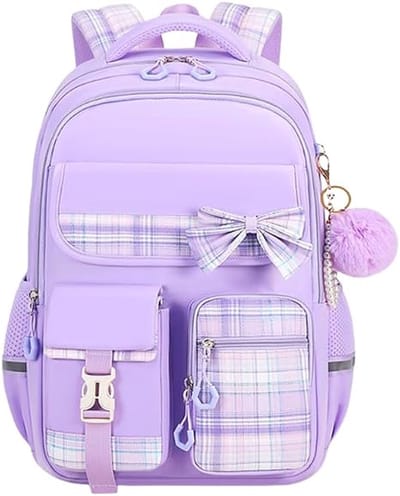 Ulisem - Meisjes School Student Schooltas - Outdoor Rugzak met trolleyband - Waterdicht - Schooltas - Rugtas - Tieners - Boekentas - Rugzakken - Rugzakken met grote capaciteit - Rugtas Voor Kinderen - Laptop Rugtas - Paars