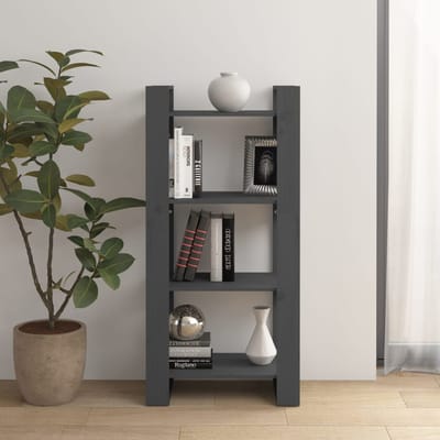 vidaXL - Boekenkast/kamerscherm - 60x35x125 - cm - massief - hout - grijs