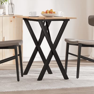 vidaXL - Eettafel - X-frame - 80x50x75 - cm - massief - grenenhout - en - staal