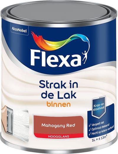 Flexa - Strak In De Lak Binnenlak Hoogglans - Mahogany Red - Mengverf - 1 L