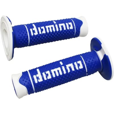 domino a260 rubberen stuurgreephoes voor off-road motoren blauw en wit