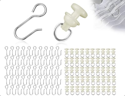 Dailygoods- Gordijnhaken Set van 50 - Metalen Gordijnhaken - Duurzaam PE - Geschikt voor Thuis/Kantoor - Eenvoudig Wit - Voor Diverse Gordijnen - Gordijnroedes