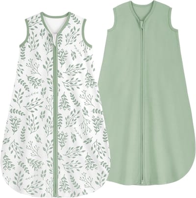 Set van 2 Zomerse Slaapzakken van 100% Katoen voor Baby's, Ademend en Comfortabel, Geschikt voor Jongens en Meisjes van 0-6 Maanden, 67 cm