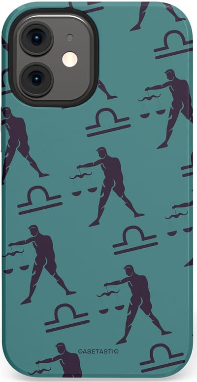 Casetastic Hoesje Geschikt voor Apple iPhone 12 Mini - Stijlvolle Beschermende Duo-layer Case - Zodiak weegschaal