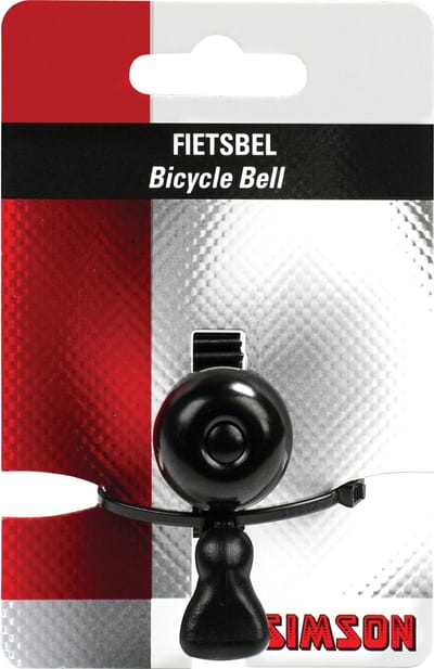 Fietsbel Simson ø23mm met rubber elastiek bevestiging - zwart