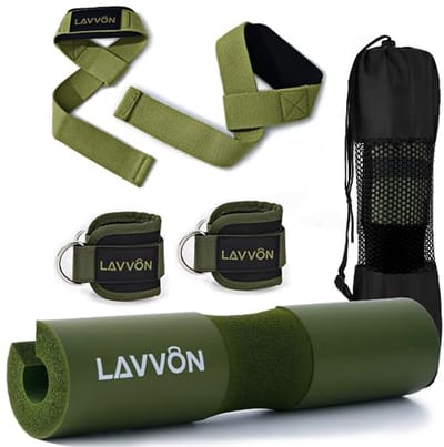 SnelShoppen - Barbell Squat Pad Set - Extra Dikke Schuimkussens voor Nek- en Schoudersteun, Krachttrainingsapparatuur met Anklets en Polsbanden voor F