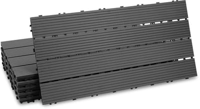24 Stuks WPC Terrastegels 30x60 cm voor Tuin en Balkon - Kliksysteem, Waterdicht, Antraciet