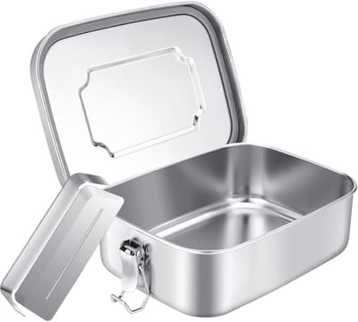 EXCITAT Lunchbox - Bento Box - Lunchbox met dubbele laag - Met verwijderbare verdelers - Lunchbox van roestvrij staal - Geschikt voor kantoor, school en buiten