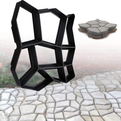 Bestratingsvorm Looppad - Betonmal Terras - Tuinpad Aanleggen - Herbruikbaar Polypropyleen - 43x43x4 cm - Zwart