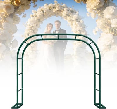 Tuinboog Met Basis - Bloemenboog Klimplanten - Feestelijke Decoratie - Weerbestendig Metaal - W286cm x H220cm - Groen
