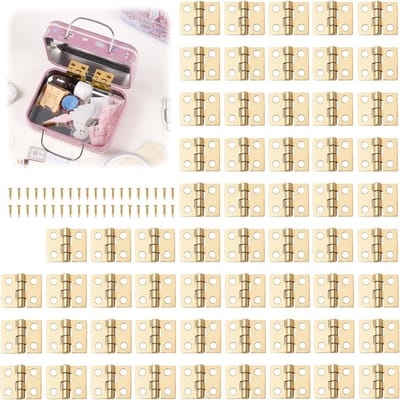 60 stks Mini Messing Scharnieren voor Modelbouw, met 240 schroeven, Dozen, Sieraden, Meubels - Verborgen en Kleine Scharnieren met Schroeven, Ideaal voor Thuis en Kast