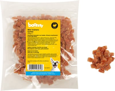 Boomy Mini Trainers - Zachte hypoallergene hondensnacks - Kleine hondensnoepjes voor trainingen of tussendoortje - Kalkoen smaak- 250g