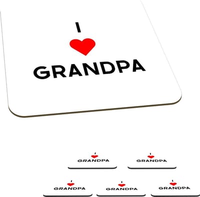 Onderzetters voor glazen - I love grandpa - Opa - Spreuken - Quotes - 10x10 cm - Glasonderzetters - 6 stuks