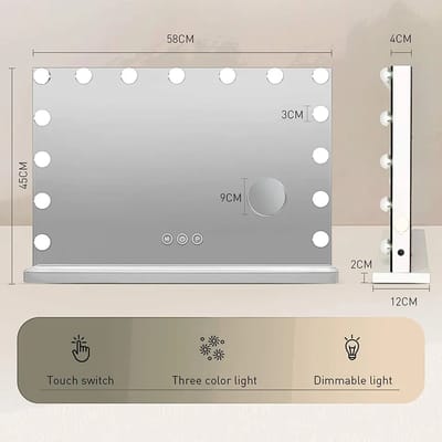 Hollywood make-upspiegel cosmetische spiegel met verlichting 58x45 cm