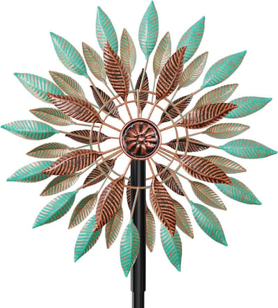 Windspinner Tuin - Windmolen Buiten - Tuin Decoratie - Dubbele Rotatie - 163 cm Hoog - Groen Bruin