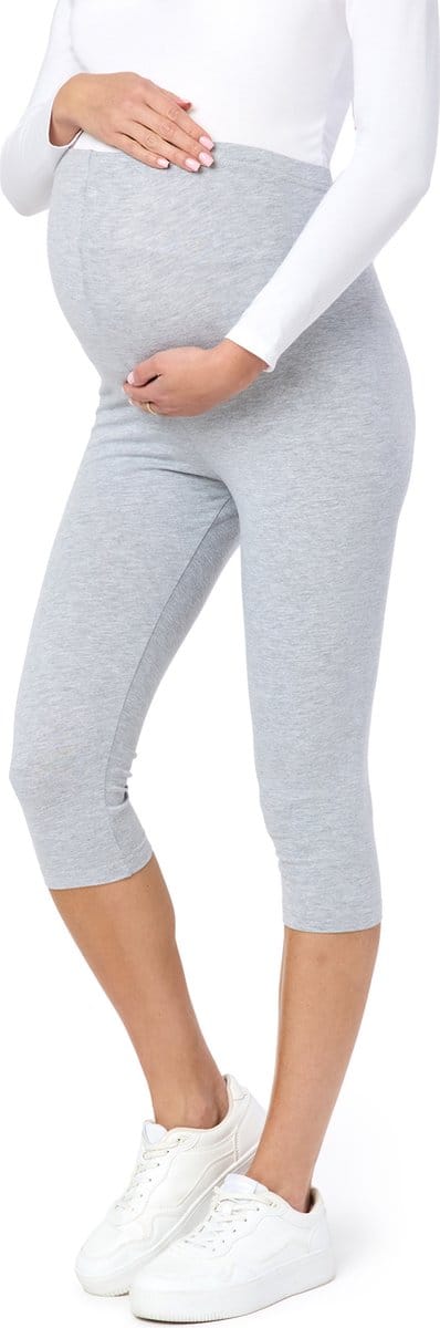 Be Mammy BE-BE20-229-LE Dames Capri Zwangerschapsleggings - 3/4 Lengte - Katoen - Elasthan - Yogabroek - Gemêleerd - 3XL