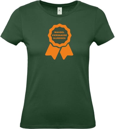 Dames T-shirt Lintje vierdaagse Nijmegen |Wandelvierdaagse | vierdaagse Nijmegen | Roze woensdag | Groen | maat XS