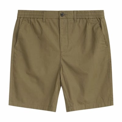Korte broek KnowledgeCotton Apparel Men Fig Loose Poplin Elastic Waist String Burned Olive-M