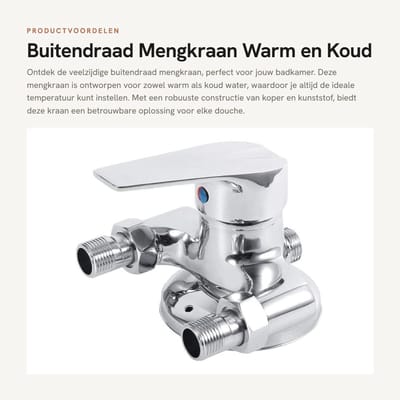 Dailygoods- Mengkraan Vernikkeld - Douchekraan - Badkamerkraan - G1/2 Inch - Kunststof Handvat - Werktemperatuur 0-90°C