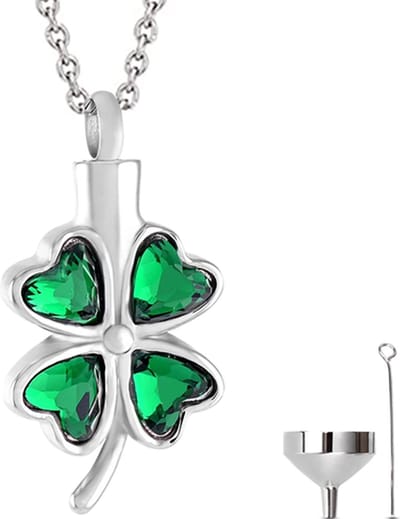 Luxe Ashanger - met Ketting (55 cm) - Voor As, Haren of Parfum - Assieraad - As Ketting - Gedenksieraad - Urn - As Hanger - Incl. As vuller en Opbergzakje - Lucky Four