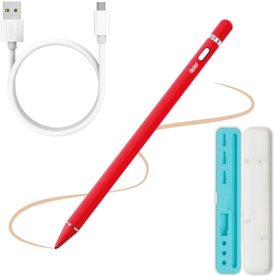 ADEL Stylus Pen Universeel met Perfecte Precisie voor Tablet en Smartphone - Incl. Opbergcase - Oplaadbare Styluspen - Touchscreen Styluspennen - Getest en Geschikt voor o.a. iPad, iPhone, Samsung, LG, Google Pixel en Xiaomi - Rood
