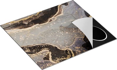 Chefcare Inductie Beschermer Abstracte Kunst Grijs Marmer - 60x50 cm - Afdekplaat Inductie - Kookplaat Beschermer - Inductie Mat