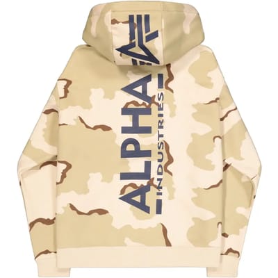 Sweatshirt met hoodie en bedrukte achterkant Alpha Industries