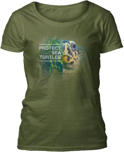 Ladies T-shirt Protect Turtle Green S