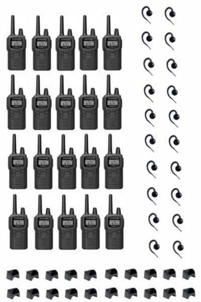 Set van 20 Kenwood PKT-300 ProTalk XLS IP52 PMR446 mini portofoons en C-ring oortje