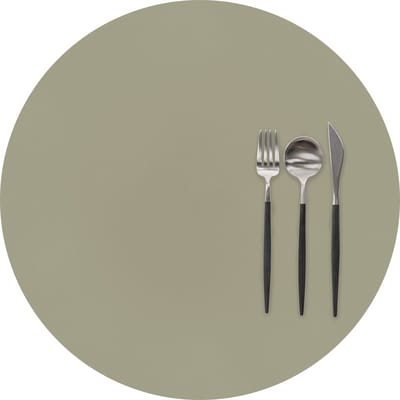 ZICZAC - Placemat TOGO - SET/6 - Rond - Dubbelzijdig - Kunstleer - Dia 38 cm, taupe
