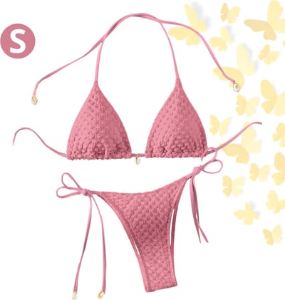 Livano Bikini Dames - Meisjes Bikini - Badpak - Push Up - Vrouwen Badkleding - Zwemmen - Sexy Set - Top & Broekje - Roze - Maat S