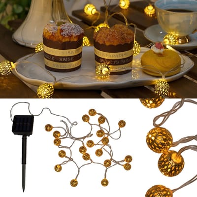 Lichtketting Solar Glamour IP44 2,8m 3000K 5,5lm Goud