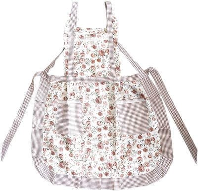 NTH products- Kinderschort Bloemenontwerp - Keukenschort Kind - Koken/Bakken - Tabard Ontwerp - Klein Formaat - Rood/Crème