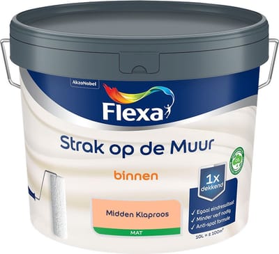 Flexa - Strak Op De Muur Binnen Mat - Midden Klaproos - Mengverf - 10 L