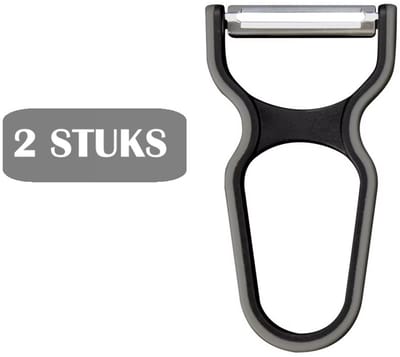 2 STUKS - Dunschiller Zwart/Grijs – RVS Mes – Groenteschiller - Schilmesje Fruit - Dunschiller aardappel RVS - Aardappelschilmesje - PP Kunststof Handgreep – Vaatwasserbestendig
