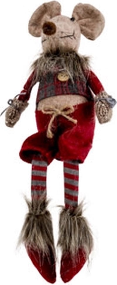 Cosy @ Home Figuur Mouse Boy Bordeaux 16x10xh45cm Te